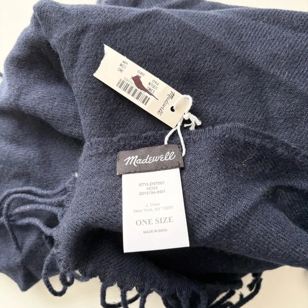 NWT Madewell Wool Scarf Dark Nightfall Navy Blue